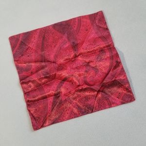 Vtg 90's Red Satin Western Style Paisley Floral Pattern Print Handkerchief Scarf